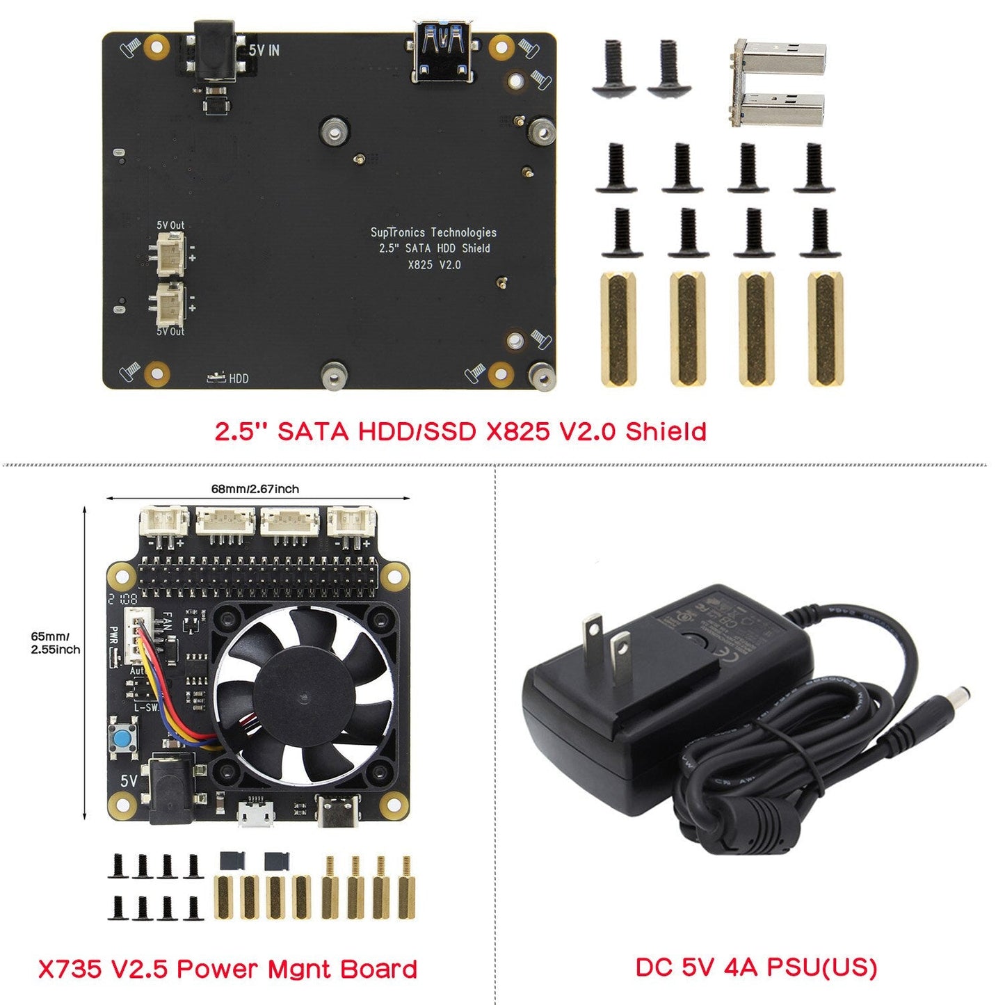 Raspberry Pi 2.5 inch SATA HDD/SSD Shield, X825 V2.0 Storage Expansion Board for Raspberry Pi 4 Model B customize