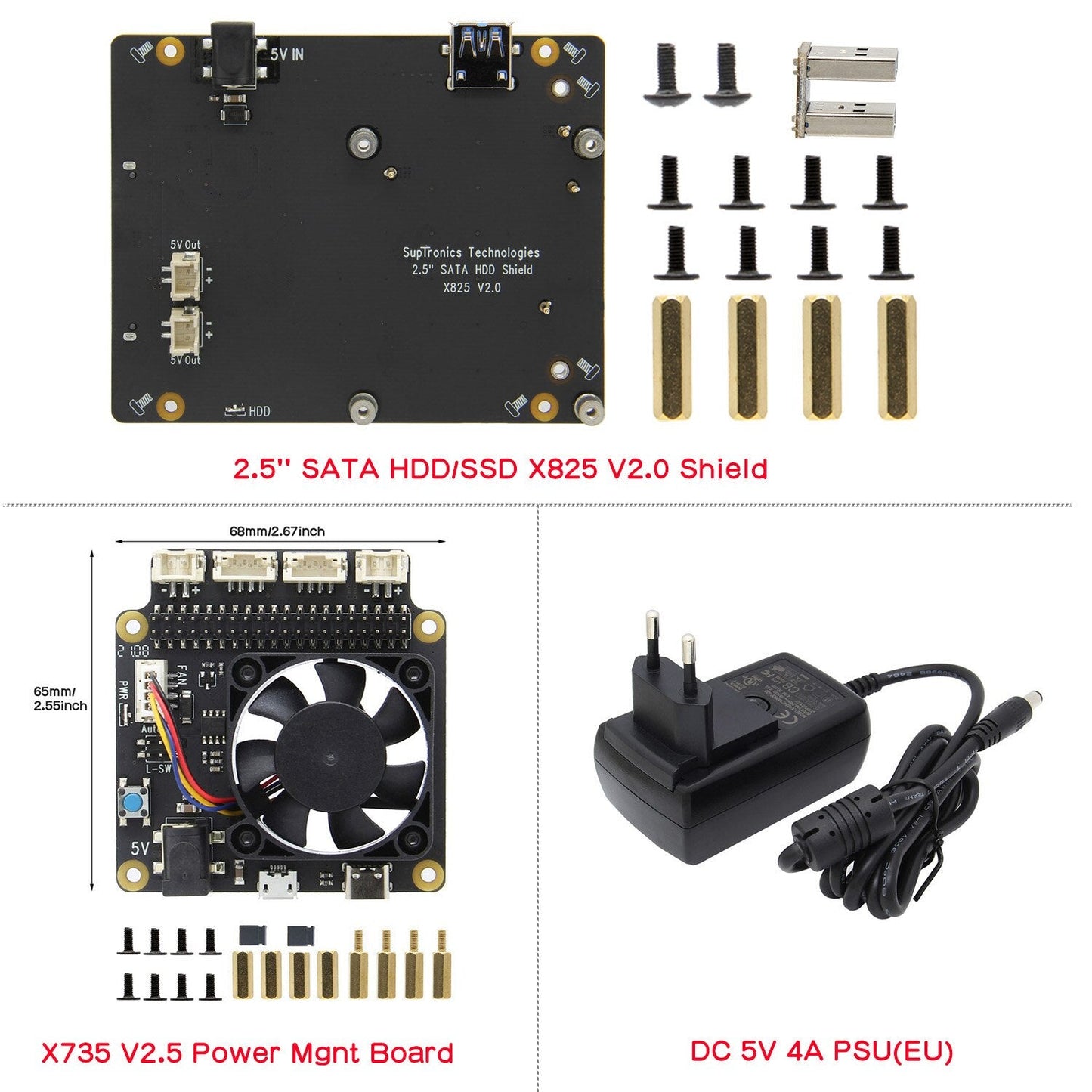 Raspberry Pi 2.5 inch SATA HDD/SSD Shield, X825 V2.0 Storage Expansion Board for Raspberry Pi 4 Model B customize