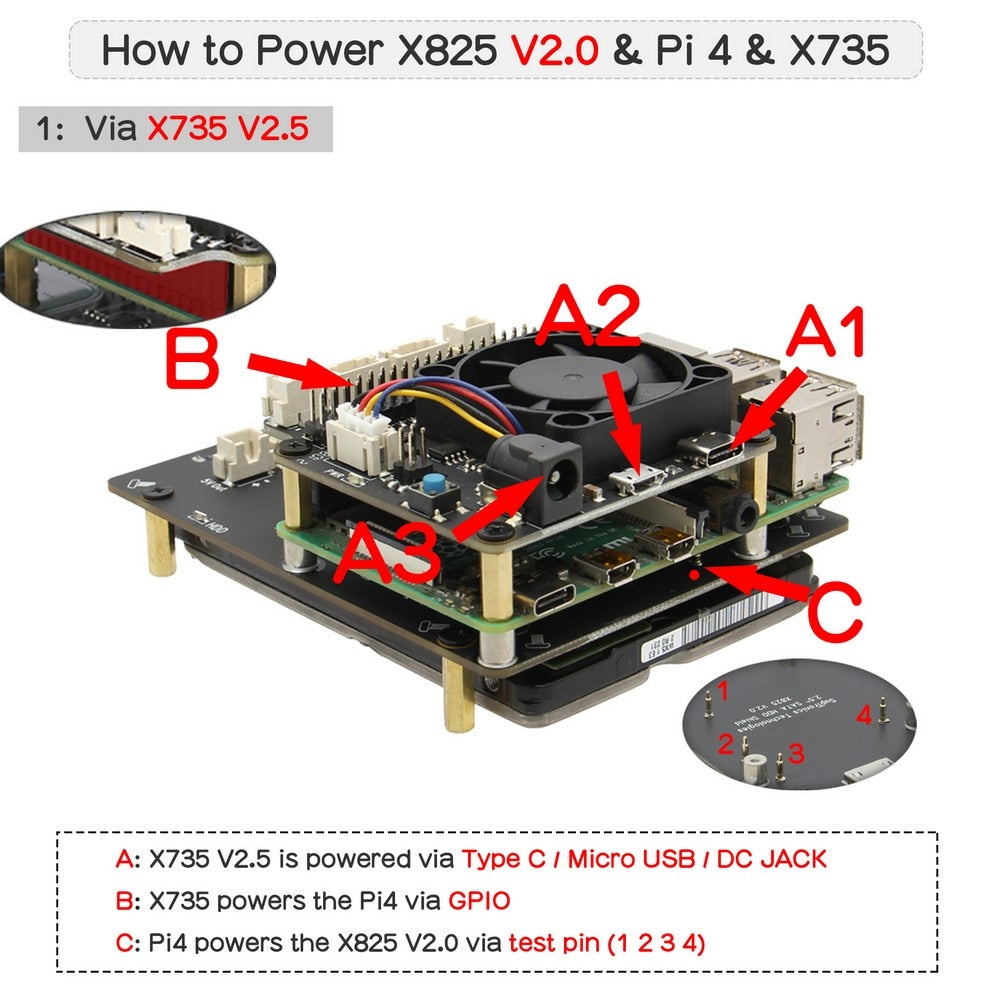 Raspberry Pi 2.5 inch SATA HDD/SSD Shield, X825 V2.0 Storage Expansion Board for Raspberry Pi 4 Model B customize