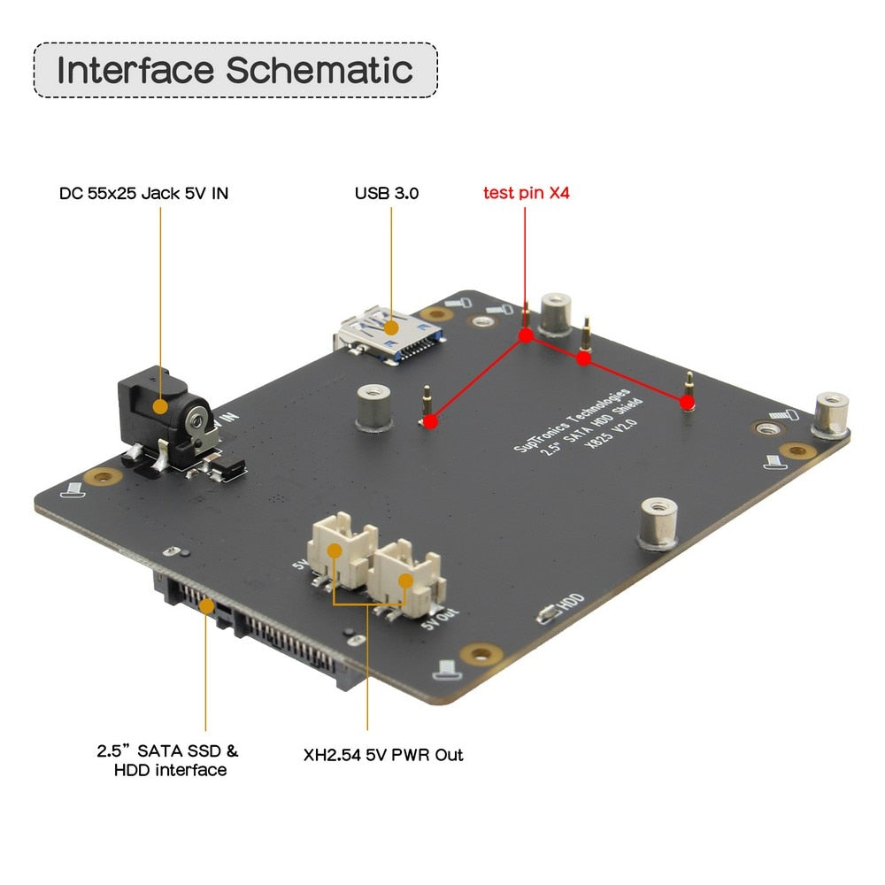 Sata Ssd Raspberry Raspberry Pi 2.5 inch SATA HDD/SSD Shield, X825 V2.0 Storage Expansion ...