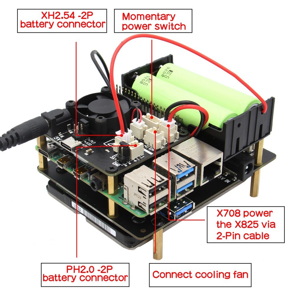 Raspberry Pi 2.5 inch SATA HDD/SSD X825 V2.0 Shield + X708 UPS Board for Raspberry Pi 4 Modle B customize