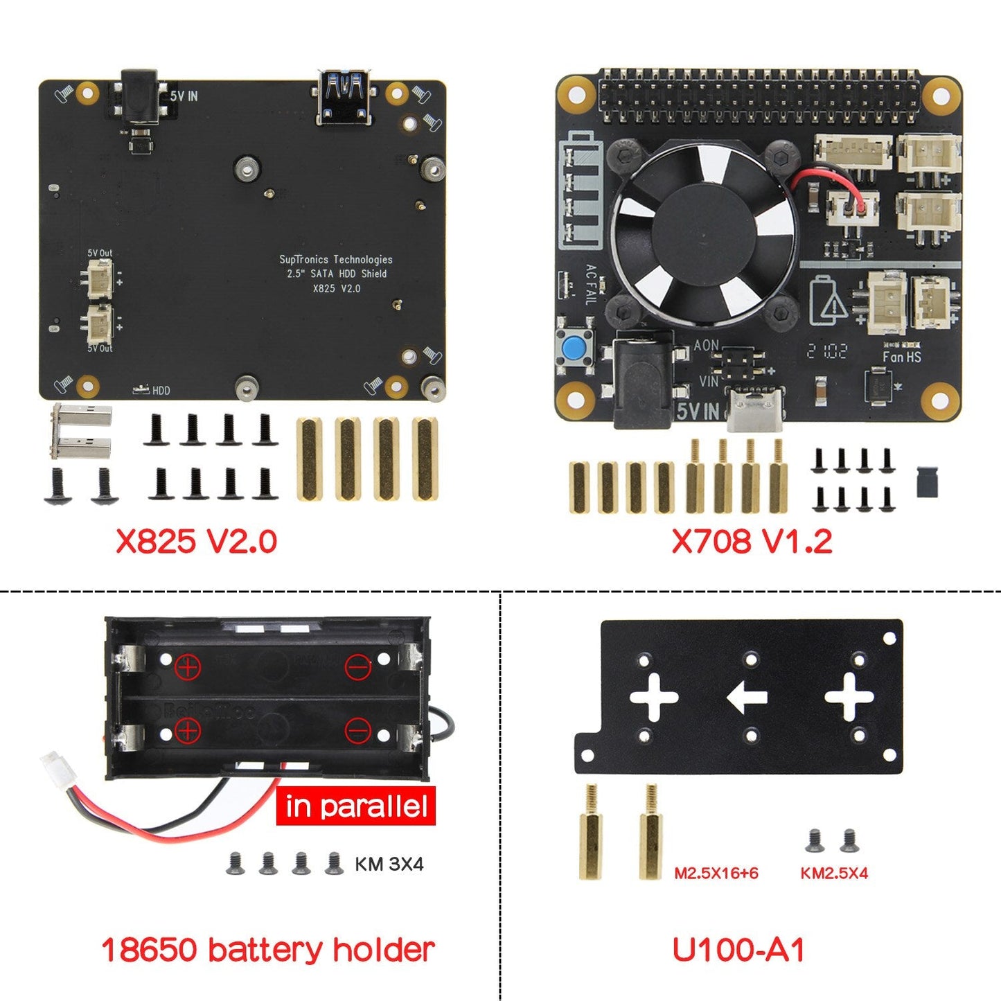 Raspberry Pi 2.5 inch SATA HDD/SSD X825 V2.0 Shield + X708 UPS Board for Raspberry Pi 4 Modle B customize