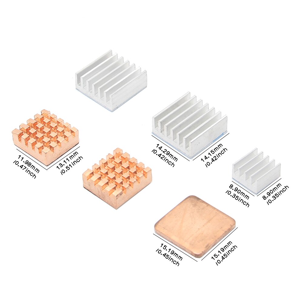 Raspberry Pi 3 B+ 6in1 Heat Sink Kit 3Pcs Copper Heatsinks + 3Pcs Aluminum Heatsinks for Raspberry Pi 3 Model B+Plus/ 3B customize