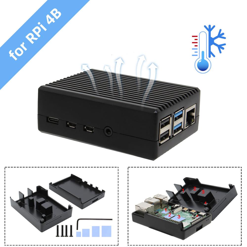 Raspberry Pi 4 Aluminum Alloy Passive Cooling Heat Dissipation Enclosure Metal Case for Raspberry Pi 4 Model B Only customize