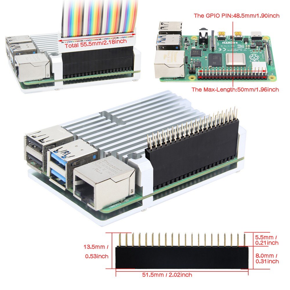 Raspberry Pi 4 Case, Passive Cooling Aluminum Alloy Protective Shell Metal Enclosure for Raspberry Pi 4 Model B customize