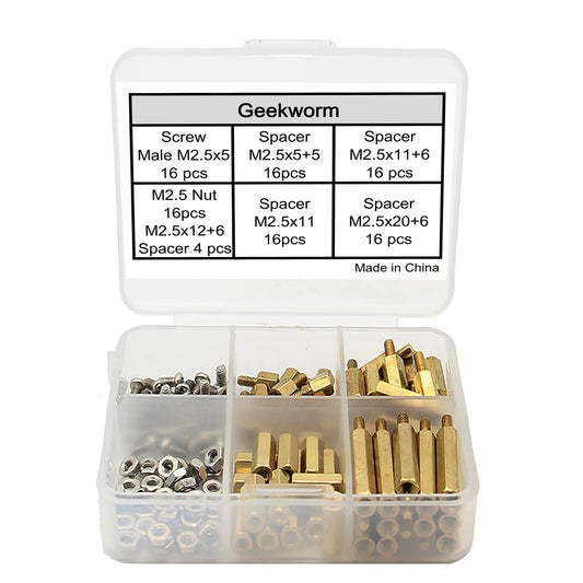 Custom Pi 4 Model B/3B+/3B Installation Tool 100Pcs M2.5 Series Hex Brass Spacer/Standoff+Nuts+Screws Accessories Kit