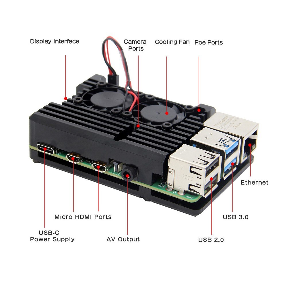 Raspberry Pi 4 Model B Armor Case, Passive Cooling Aluminum Alloy Protective Shell Metal Enclosure for Raspberry Pi 4 Model B customize