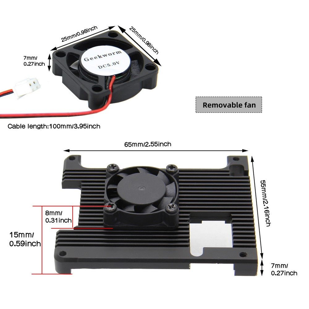 Raspberry Pi 4 Model B Computer Armor Aluminum Alloy Heatsink with Cooling Fan for Raspberry Pi 4B Only customize