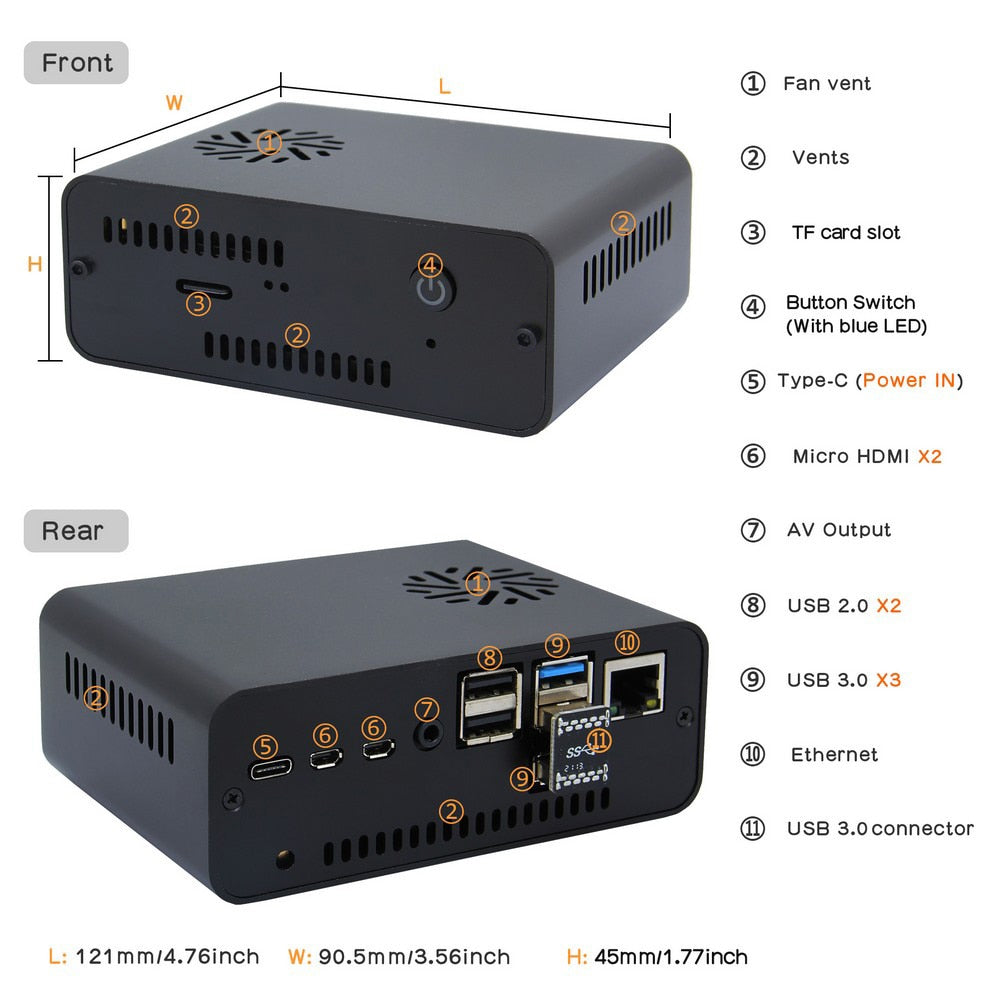 Raspberry Pi 4 Model B NASPi 2.5 inch SATA HDD/SSD Sheild & Metal Case with PWM Fan customize