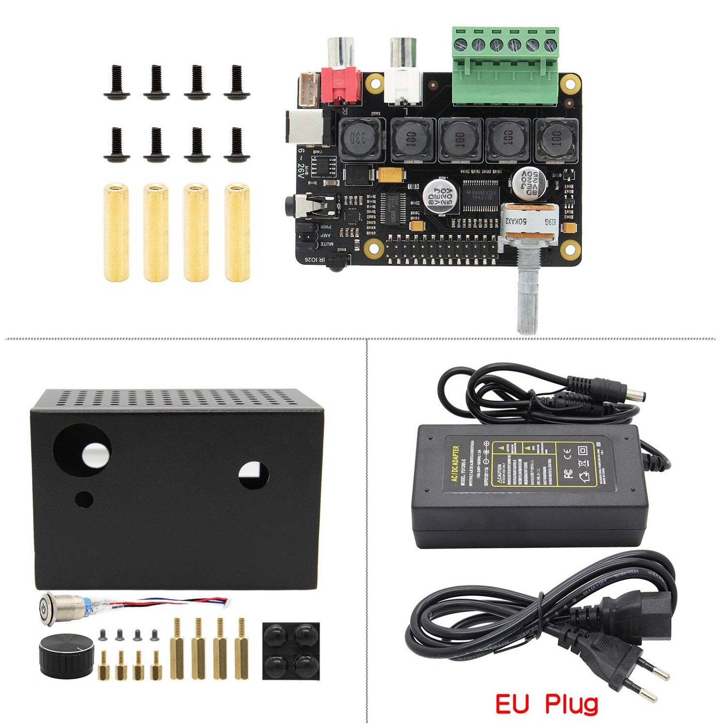 Raspberry Pi 4 Model B X400 I2S Audio Expansion Board and Metal Case with Heatsink Kit for Raspberry Pi 4B Only customize