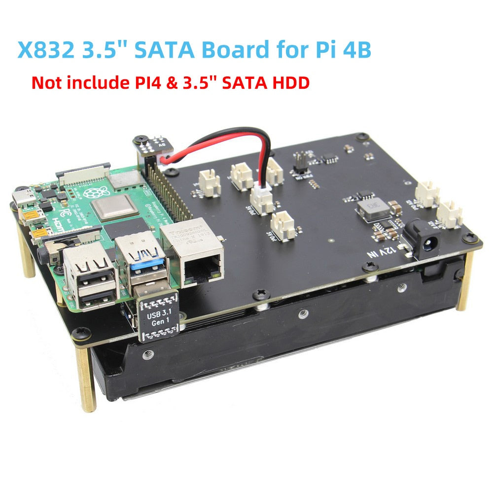 Raspberry Pi 4 Model B X832 Storage Expansion Board Supports 3.5 inch SATA HDD Compatible with Pi 4B customize