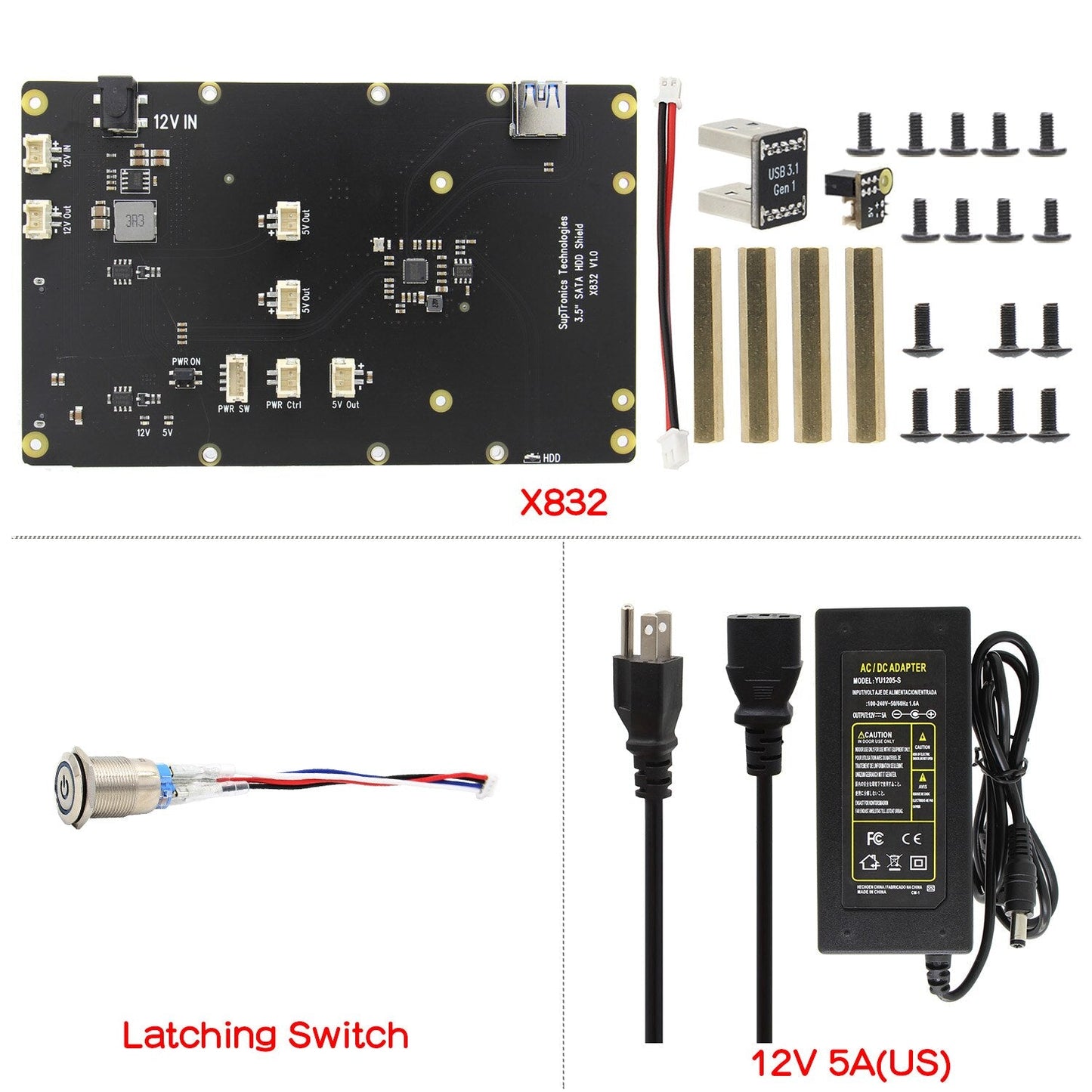 Raspberry Pi 4 Model B X832 Storage Expansion Board Supports 3.5 inch SATA HDD Compatible with Pi 4B customize