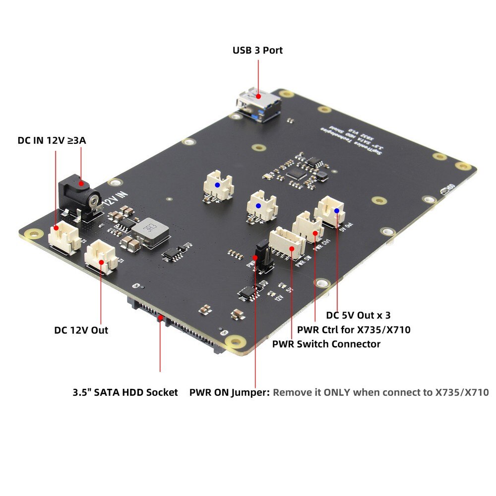 Raspberry Pi 4 Model B X832 Storage Expansion Board Supports 3.5 inch SATA HDD Compatible with Pi 4B customize