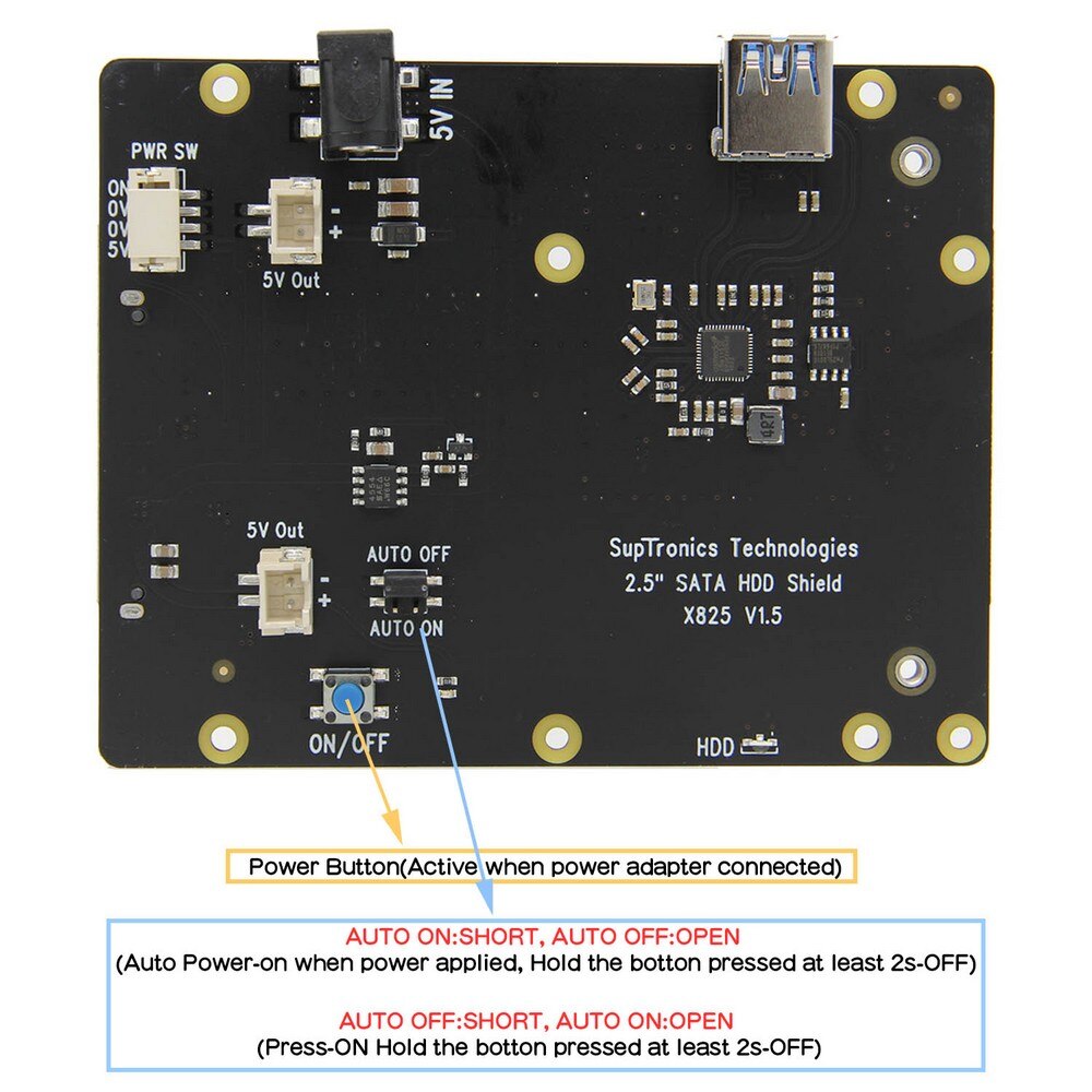 Raspberry Pi 4B 2.5 inch SATA HDD/SSD Shield / X825 V1.5 Storage Expansion Board customize