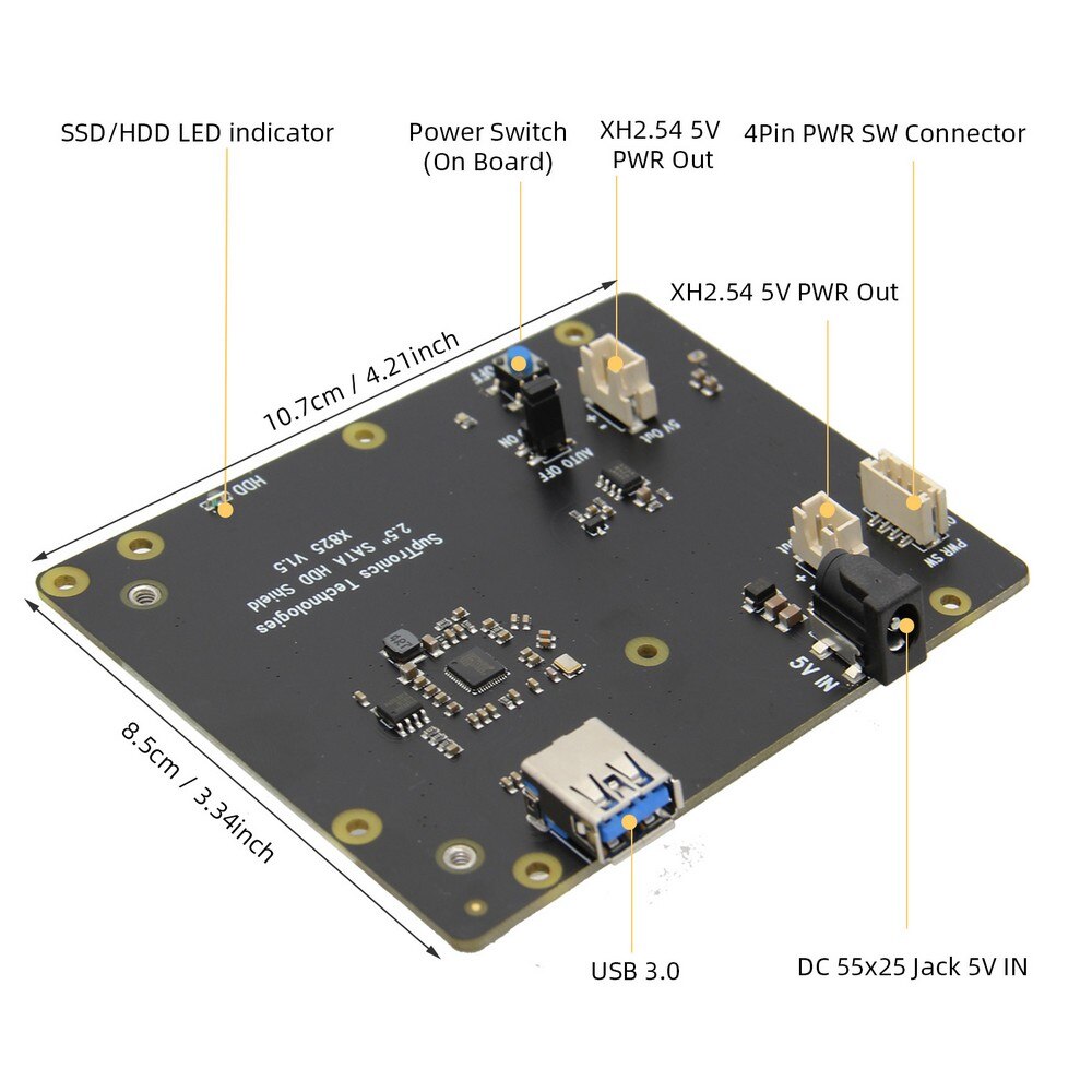 Sata Shield Raspberry Raspberry Pi 4B 2.5 inch SATA HDD/SSD Shield / X825 V1.5 Storage Expan ...