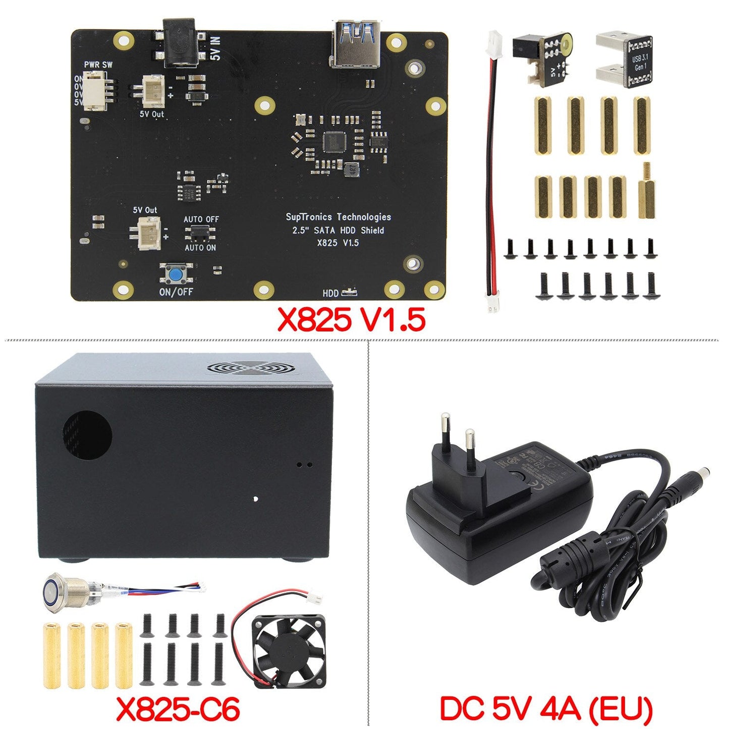 Raspberry Pi 4B 2.5 inch SATA HDD/SSD Shield / X825 V1.5 Storage Expansion Board customize