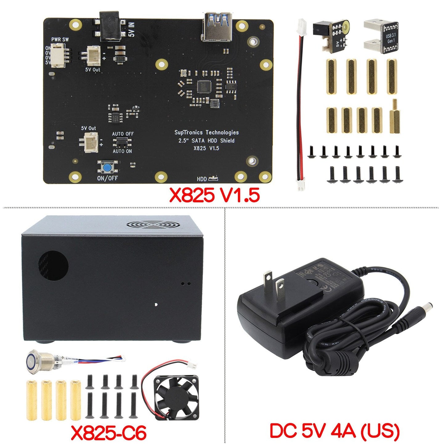 Raspberry Pi 4B 2.5 inch SATA HDD/SSD Shield / X825 V1.5 Storage Expansion Board customize