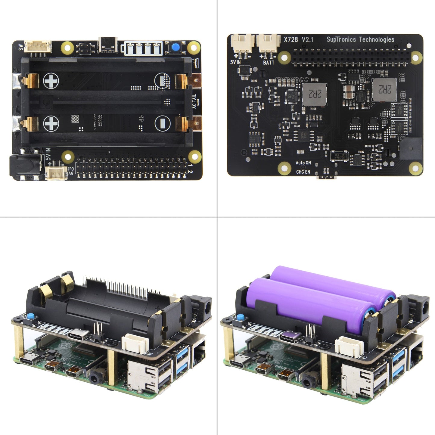 Raspberry Pi 4B/3B+/3B X728 V2.1 UPS HAT& Power Management Board with AC Power Loss Detection, Auto On & Safe Shutdown Function customize