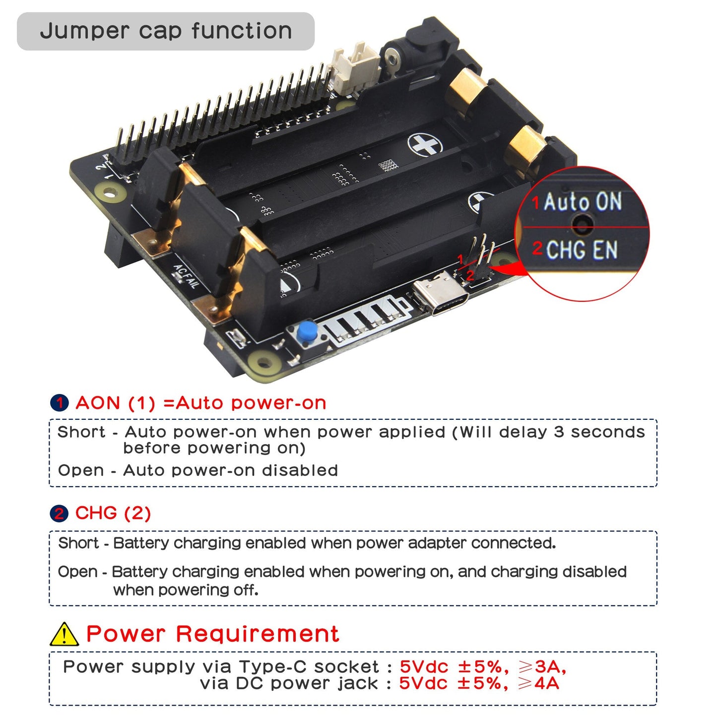 Raspberry Pi 4B/3B+/3B X728 V2.1 UPS HAT& Power Management Board with AC Power Loss Detection, Auto On & Safe Shutdown Function customize