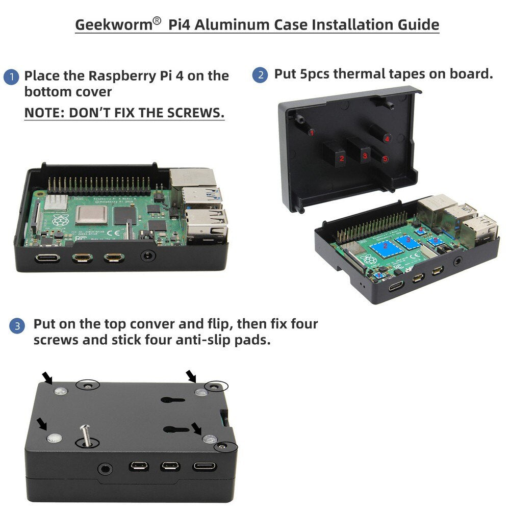 Raspberry Pi 4B Metal Enclosure Passive Cooling Heat Dissipation Aluminum Case Compatible with Raspberry Pi 4Model B Only customize