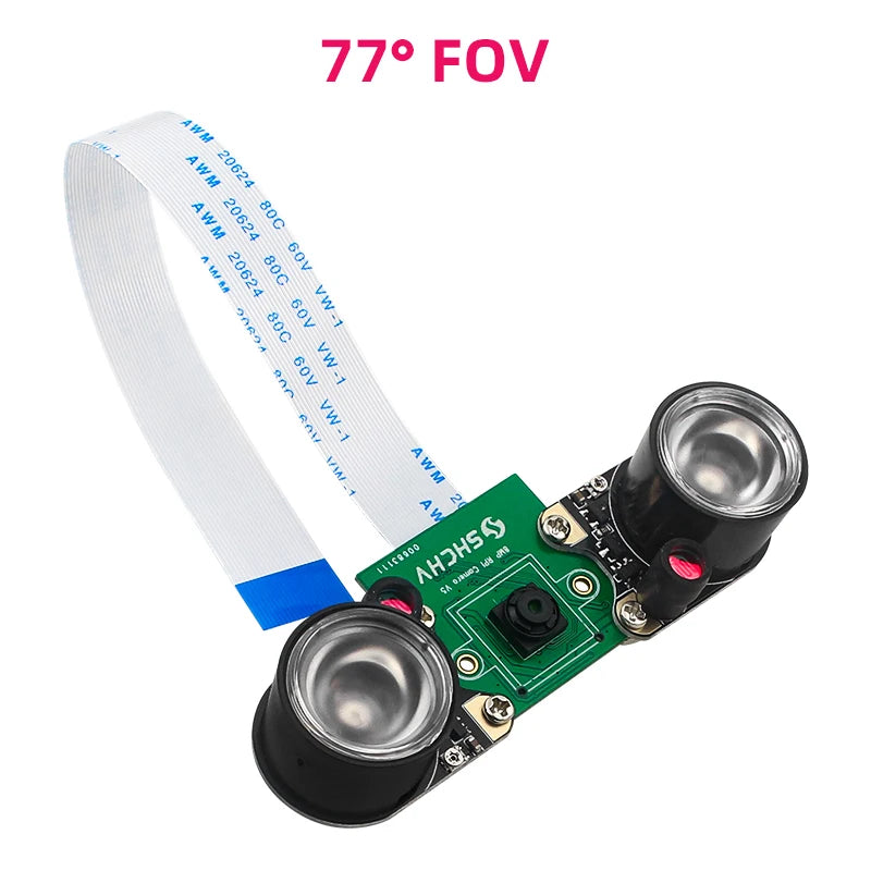 Custom Pi 5 8MP Camera Night Vision IMX219 77° 130° 200° FOV Fisheye MINI CSI Interface + 2 Infrared Light for RPI 5 Pi5