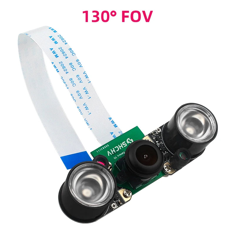 Custom Pi 5 8MP Camera Night Vision IMX219 77° 130° 200° FOV Fisheye MINI CSI Interface + 2 Infrared Light for RPI 5 Pi5