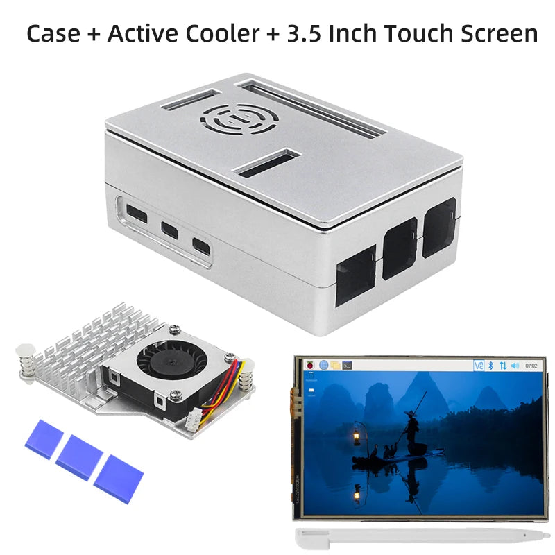 Custom Pi 5 ABS Case Black Silver Plastic Shell Optional PWM Cooling Fan Active Cooler Support 3.5 Inch Screen for RPi 5 Pi5