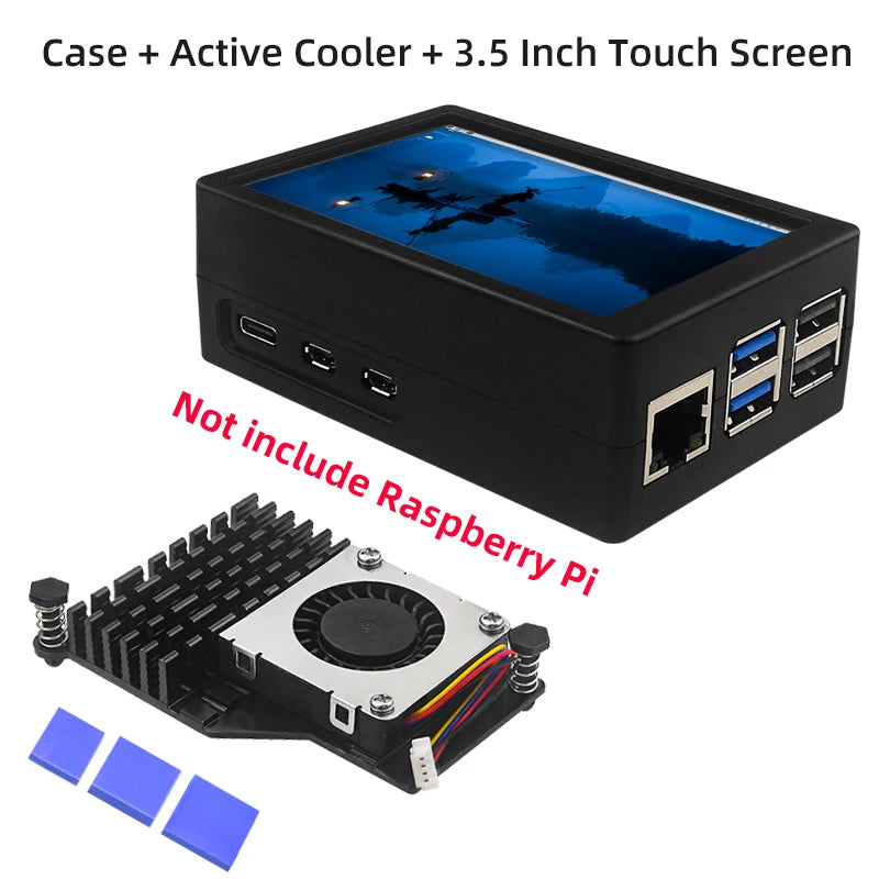 Custom Pi 5 ABS Case Black Silver Plastic Shell Optional PWM Cooling Fan Active Cooler Support 3.5 Inch Screen for RPi 5 Pi5