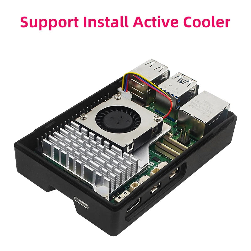 Custom Pi 5 ABS Case Black Silver Plastic Shell Optional PWM Cooling Fan Active Cooler Support 3.5 Inch Screen for RPi 5 Pi5