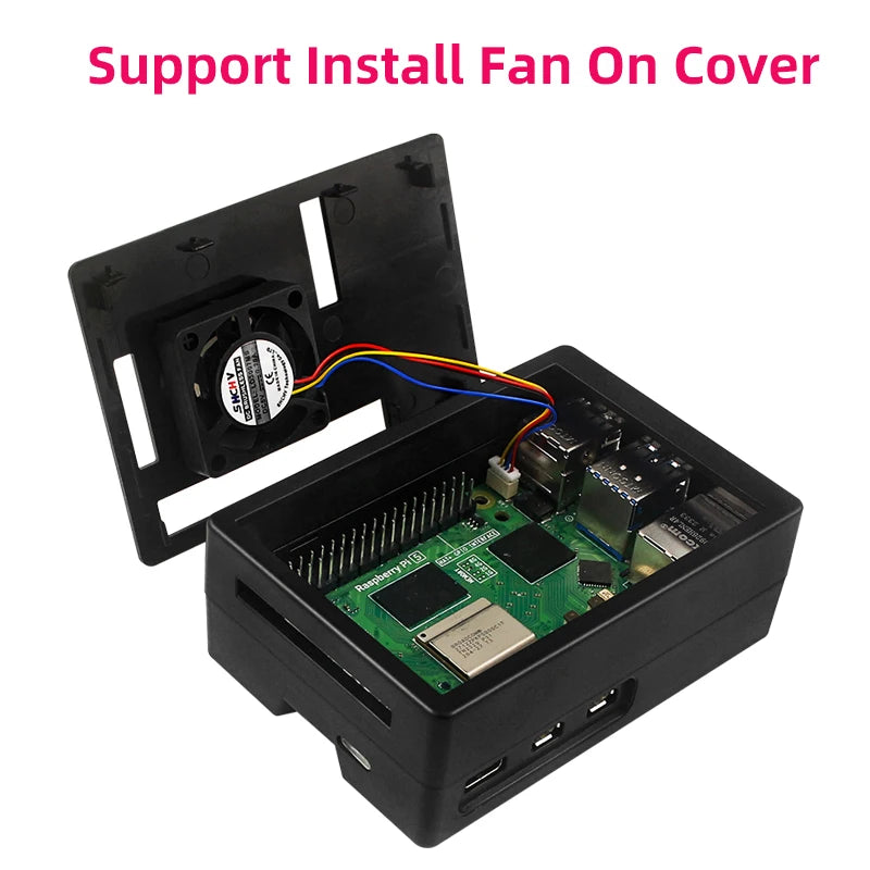 Custom Pi 5 ABS Case Black Silver Plastic Shell Optional PWM Cooling Fan Active Cooler Support 3.5 Inch Screen for RPi 5 Pi5