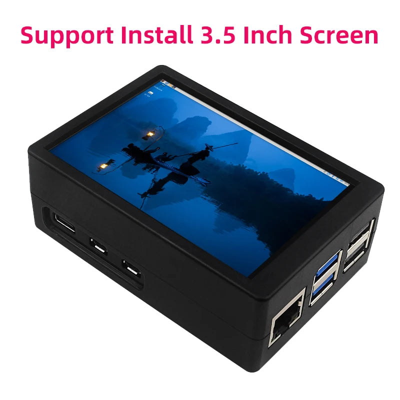 Custom Pi 5 ABS Case Black Silver Plastic Shell Optional PWM Cooling Fan Active Cooler Support 3.5 Inch Screen for RPi 5 Pi5