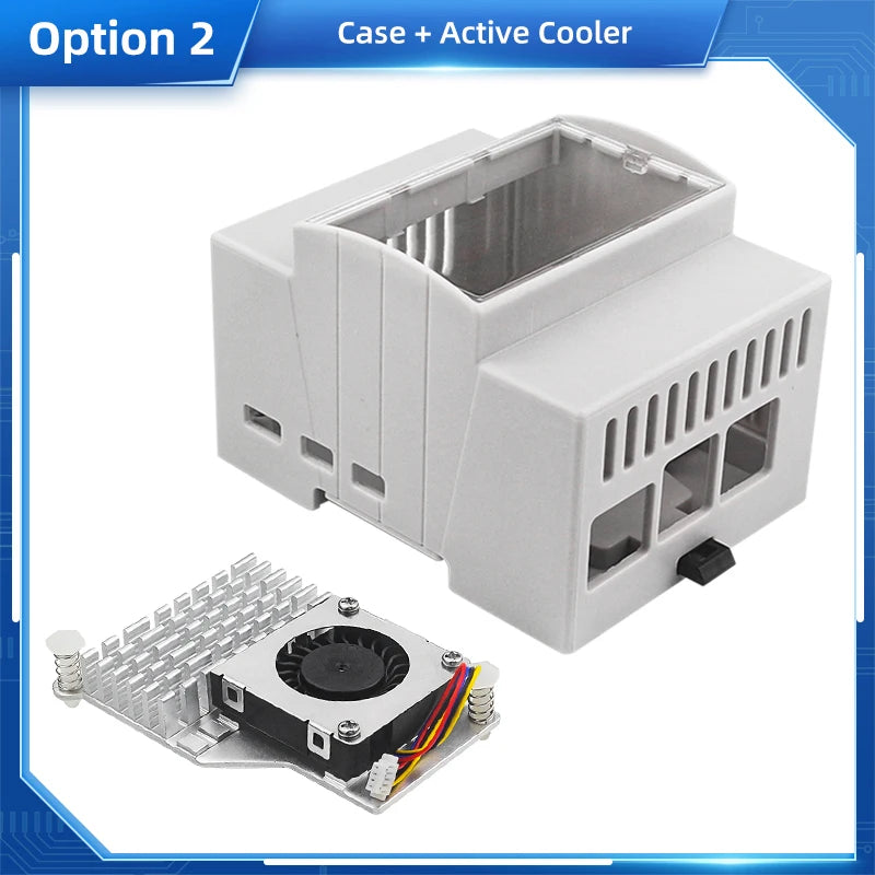 Custom Pi 5 ABS Case DIN Rail Shell Large Inner Space Clear Top Windows Electrice Box Optional Active Cooler for RPi 5 Pi5