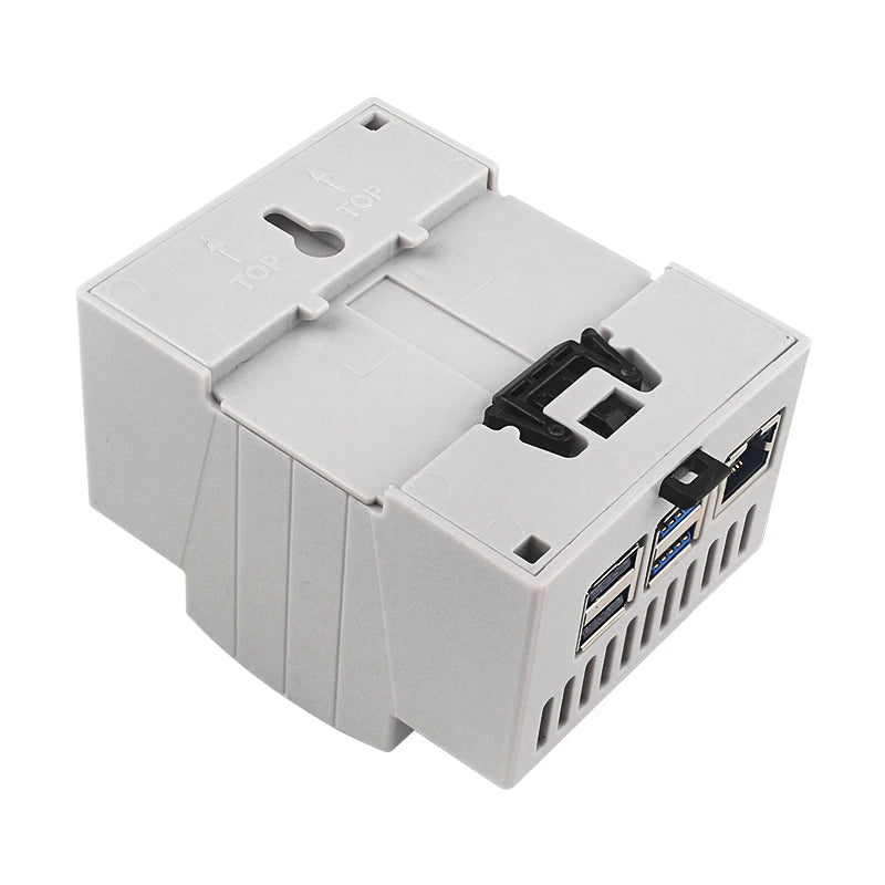 Custom Pi 5 ABS Case DIN Rail Shell Large Inner Space Clear Top Windows Electrice Box Optional Active Cooler for RPi 5 Pi5