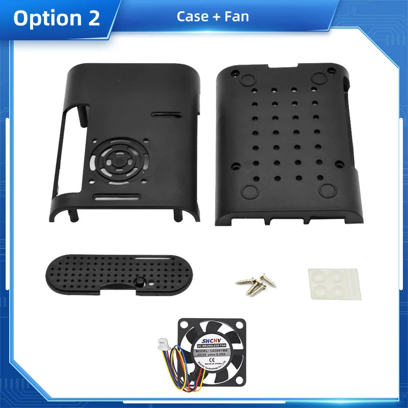 Custom Pi 5 ABS Case Plastic Shell Optional Aluminum Heatsink Speed Adjustable PWN Cooling Fan for     Pi 5 Pi5
