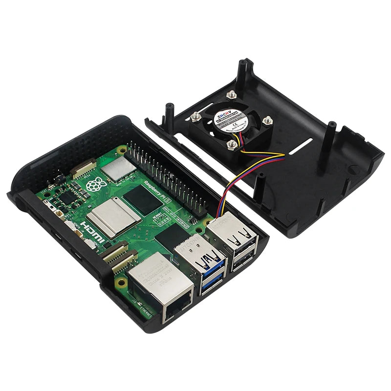 Custom Pi 5 ABS Case Plastic Shell Optional Aluminum Heatsink Speed Adjustable PWN Cooling Fan for     Pi 5 Pi5