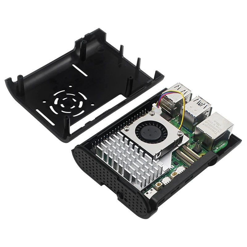 Custom Pi 5 ABS Case Plastic Shell Optional Aluminum Heatsink Speed Adjustable PWN Cooling Fan for     Pi 5 Pi5