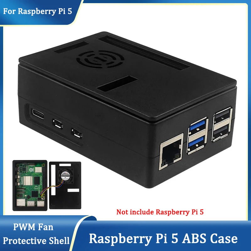 Custom Pi 5 ABS Case Protective Shell Plastic Case for     Pi 5 Optional Black Sliver Colors
