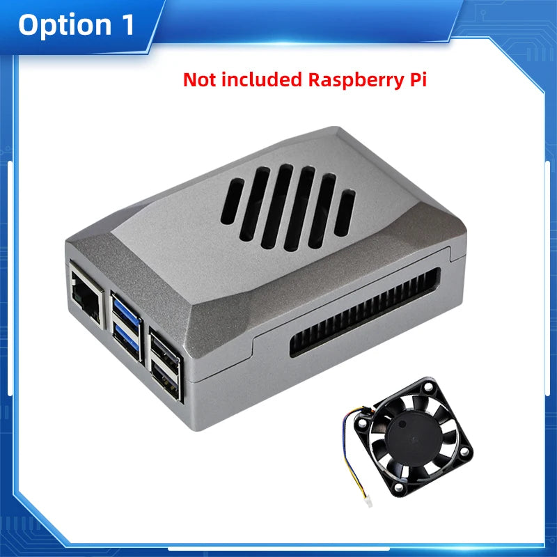 Custom Pi 5 ABS Case Silver Shadow Box with PWM Cooling Fan Shell Fit for Active Cooler Power Button for Pi 5