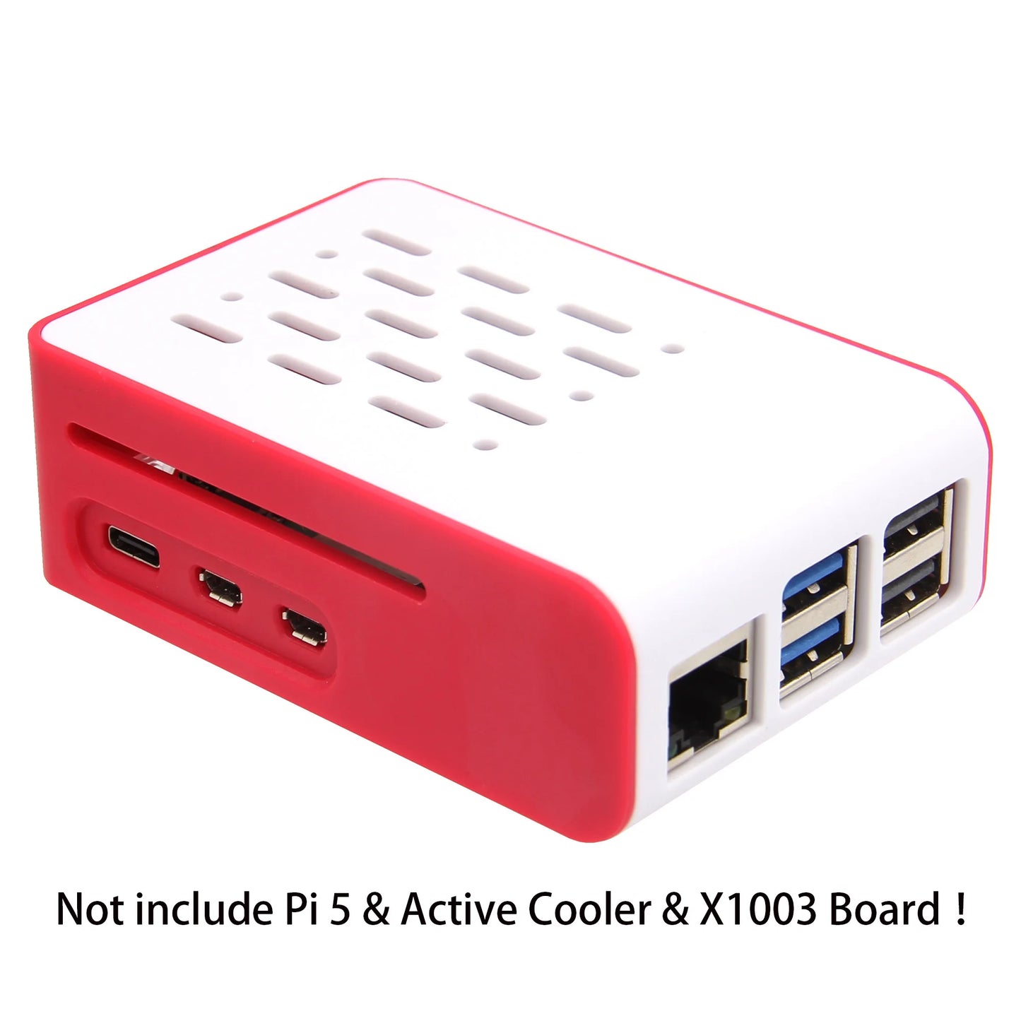 Custom Pi 5 ABS Case Support Active Cooler & X1003 PCIe to M.2 NVMe Shield