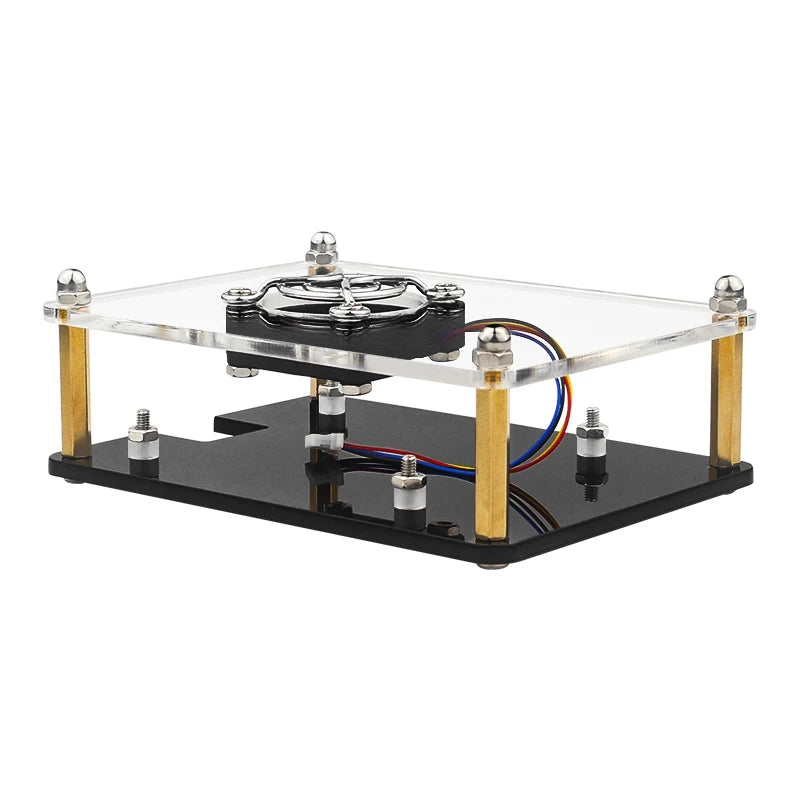 Custom Pi 5 Acrylic Case Transparent Shell with PWN Cooling Fan Stackable Plate Case for RPI 5 Pi5 Cluster DIY Electronic