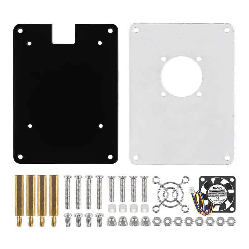 Custom Pi 5 Acrylic Case Transparent Shell with PWN Cooling Fan Stackable Plate Case for RPI 5 Pi5 Cluster DIY Electronic