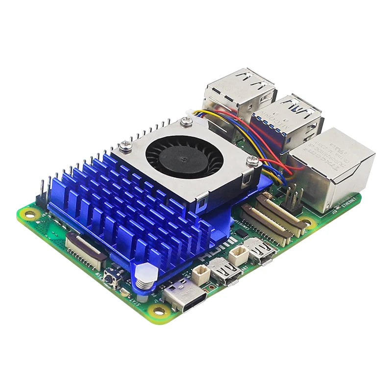 Custom Pi 5 Active Cooler Aluminum Heatsink PWM Speed Adjustable Fan Black Silver Blue Cooling Radiator for RPI 5 Pi5