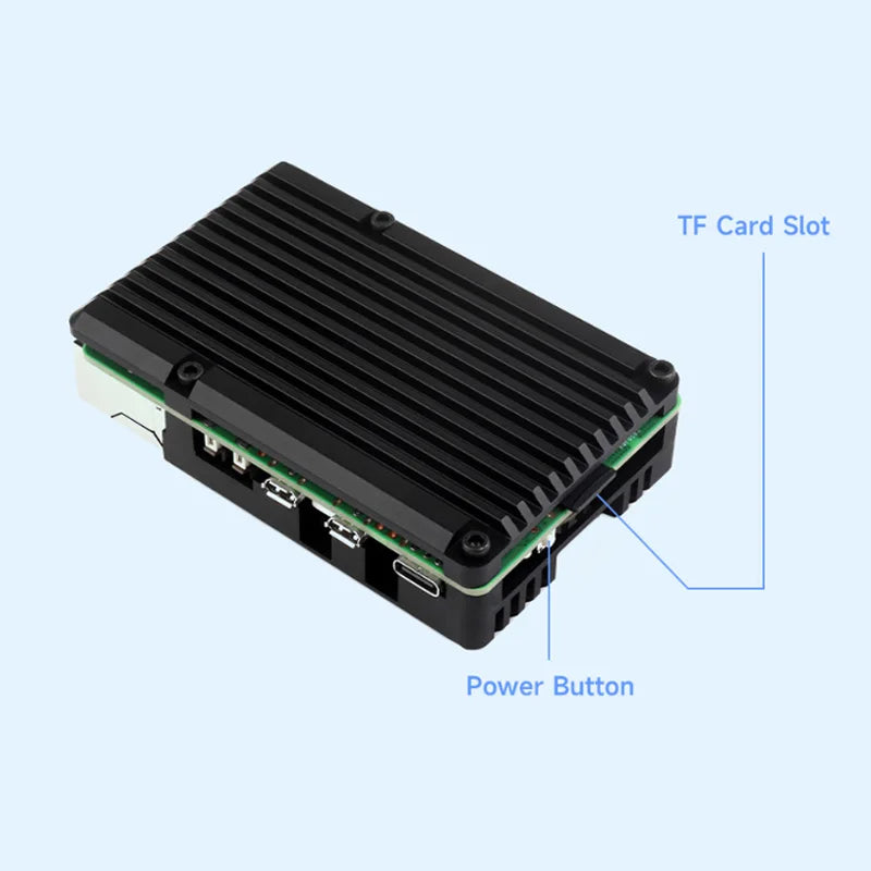 Custom Pi 5 Aluminium Alloy Case Metal Shell Aluminium Heatsink with Temperature Controlled Blower Fan for     Pi 5