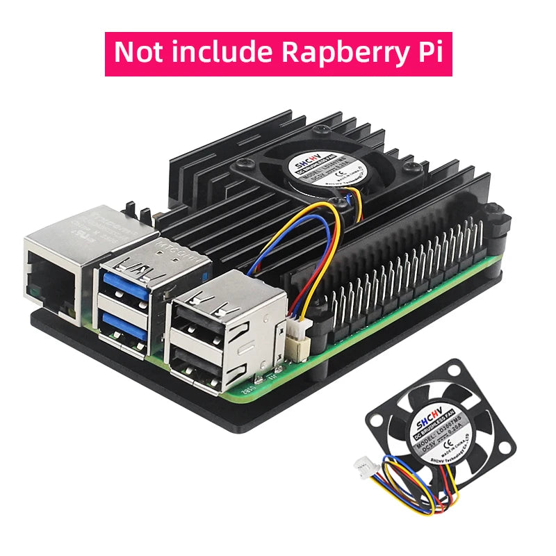 Custom Pi 5 Aluminum Case with PWN Fan Silicone Heatsink Active Passive Cooling Radiator Cooler Metal Shell For Pi 5