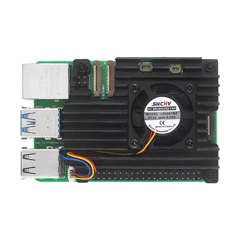 Custom Pi 5 Aluminum Case with PWN Fan Silicone Heatsink Active Passive Cooling Radiator Cooler Metal Shell For Pi 5