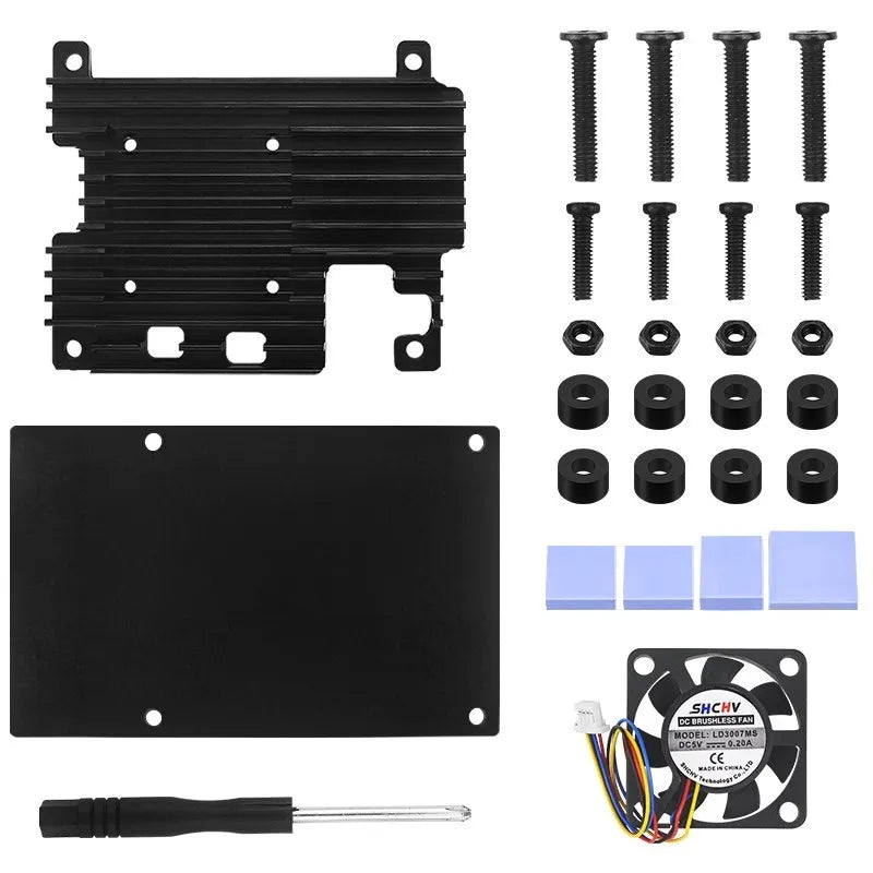 Custom Raspberry Pi 5 Aluminum Case with PWN Fan Silicone Heatsink Active Passive Cooling Radiator Cooler Metal Shell For Pi 5