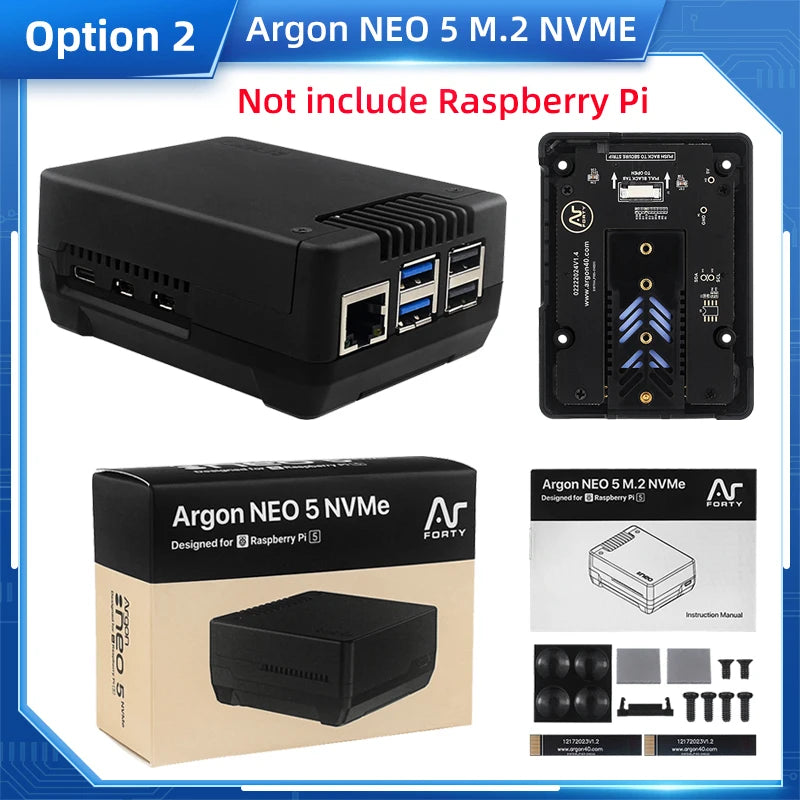 Custom Pi 5    NEO 5  Aluminm Case Built-in 30mm PWN Fan Passive Cooling Fins Exhaust Vent for RPI 5 Pi5 BRED Case Shell