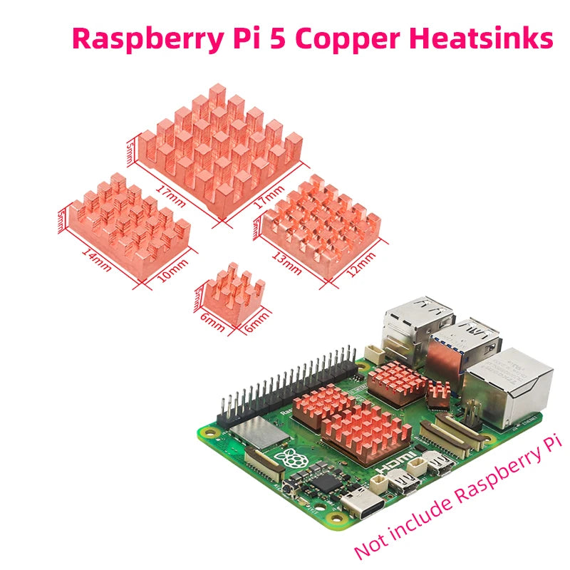 Custom Pi 5 Copper Heatsink Metal Radiator Passive Cooling Pad Cooler for RPI 5 Pi5