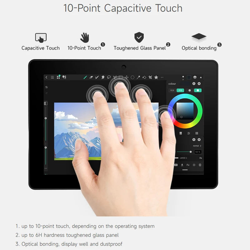 Custom Pi 5 Industrial Touch Display 10.1 Inch 1280x800 IPS 10-Point Touch Aluminum Case Supports Dual 4K HDMI-compatible