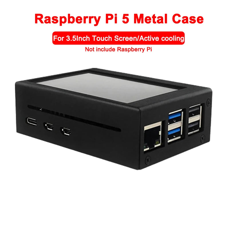 Custom Pi 5 Metal Case 3.5Inch Touch Screen Protective Shell Support Install Cooling Fan Heat Sink for     Pi 5